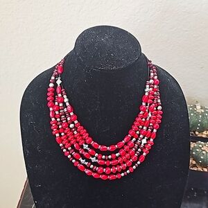 Premier designs silver and red necklace.
